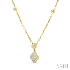 1/2 Ctw Clover Round Cut Diamond Station Necklace in 14K Yellow Gold 1/2 Ctw Clover Round Cut Diamond Station Necklace in 14K Yellow Gold
