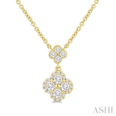 1/2 Ctw Clover Round Cut Diamond Station Necklace in 14K Yellow Gold 1/2 Ctw Clover Round Cut Diamond Station Necklace in 14K Yellow Gold