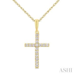 1/10 Ctw Cross Round Cut Diamond Fashion Pendant With Chain in 14K Yellow Gold 1/10 Ctw Cross Round Cut Diamond Fashion Pendant With Chain in 14K Yellow Gold