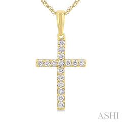 1/10 Ctw Cross Round Cut Diamond Fashion Pendant With Chain in 14K Yellow Gold 1/10 Ctw Cross Round Cut Diamond Fashion Pendant With Chain in 14K Yellow Gold