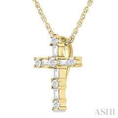 1/20 Ctw Round Cut Diamond Cross Pendant in 10K Yellow Gold with Chain 1/20 Ctw Round Cut Diamond Cross Pendant in 10K Yellow Gold with Chain