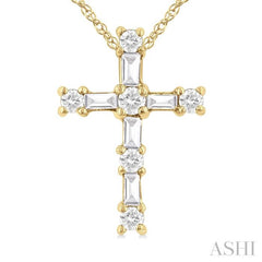 1/20 Ctw Round Cut Diamond Cross Pendant in 10K Yellow Gold with Chain 1/20 Ctw Round Cut Diamond Cross Pendant in 10K Yellow Gold with Chain