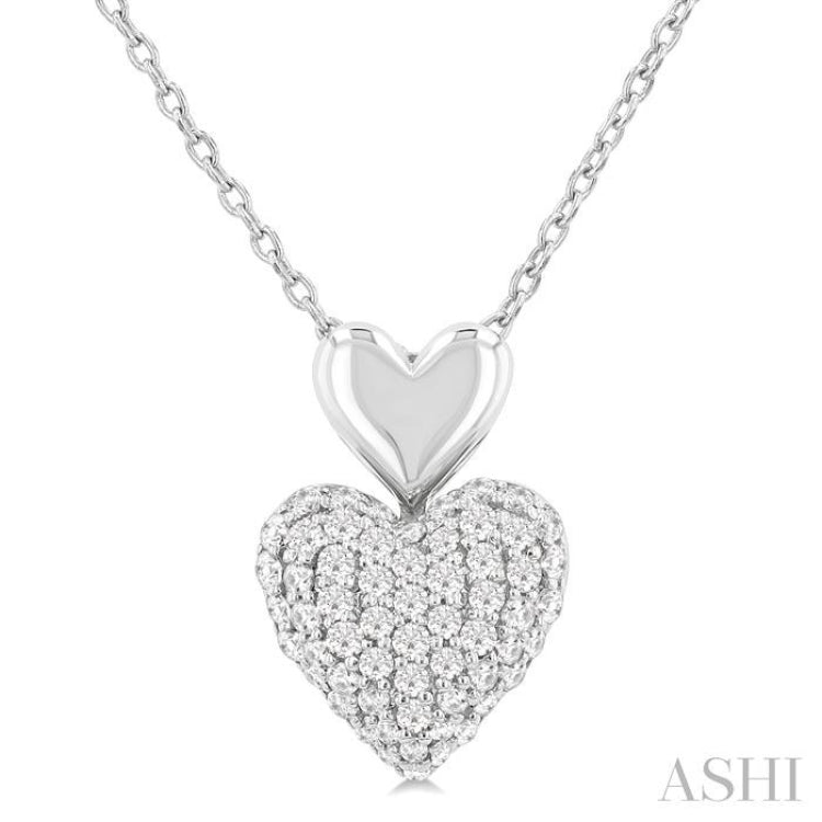 1/4 Ctw Heart Shape Pave Set Single Cut Diamond Fashion Pendant With Chain in 10K White Gold 1/4 Ctw Heart Shape Pave Set Single Cut Diamond Fashion Pendant With Chain in 10K White Gold