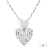 1/4 Ctw Heart Shape Pave Set Single Cut Diamond Fashion Pendant With Chain in 10K White Gold