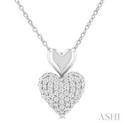 1/4 Ctw Heart Shape Pave Set Single Cut Diamond Fashion Pendant With Chain in 10K White Gold 1/4 Ctw Heart Shape Pave Set Single Cut Diamond Fashion Pendant With Chain in 10K White Gold