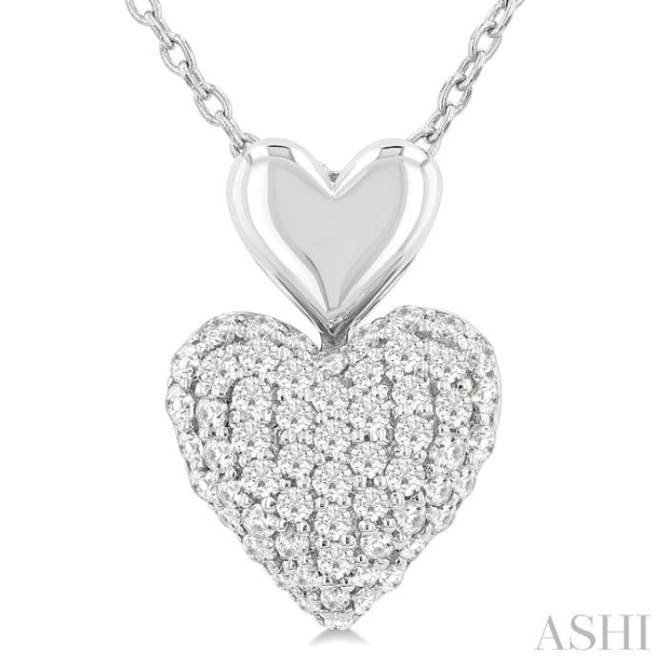 1/4 Ctw Heart Shape Pave Set Single Cut Diamond Fashion Pendant With Chain in 10K White Gold 1/4 Ctw Heart Shape Pave Set Single Cut Diamond Fashion Pendant With Chain in 10K White Gold
