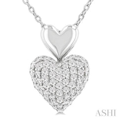 1/4 Ctw Heart Shape Pave Set Single Cut Diamond Fashion Pendant With Chain in 10K White Gold 1/4 Ctw Heart Shape Pave Set Single Cut Diamond Fashion Pendant With Chain in 10K White Gold