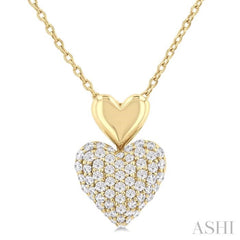 1/4 Ctw Heart Shape Pave Set Single Cut Diamond Fashion Pendant With Chain in 10K Yellow Gold 1/4 Ctw Heart Shape Pave Set Single Cut Diamond Fashion Pendant With Chain in 10K Yellow Gold