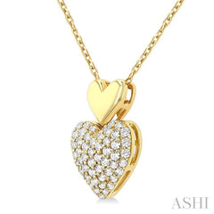 1/4 Ctw Heart Shape Pave Set Single Cut Diamond Fashion Pendant With Chain in 10K Yellow Gold 1/4 Ctw Heart Shape Pave Set Single Cut Diamond Fashion Pendant With Chain in 10K Yellow Gold