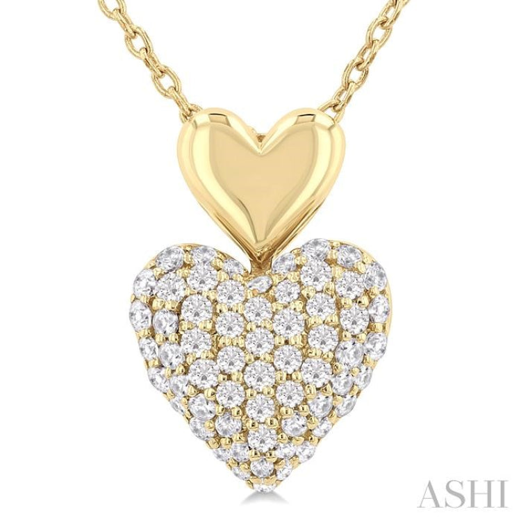 1/4 Ctw Heart Shape Pave Set Single Cut Diamond Fashion Pendant With Chain in 10K Yellow Gold 1/4 Ctw Heart Shape Pave Set Single Cut Diamond Fashion Pendant With Chain in 10K Yellow Gold