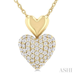 1/4 Ctw Heart Shape Pave Set Single Cut Diamond Fashion Pendant With Chain in 10K Yellow Gold 1/4 Ctw Heart Shape Pave Set Single Cut Diamond Fashion Pendant With Chain in 10K Yellow Gold