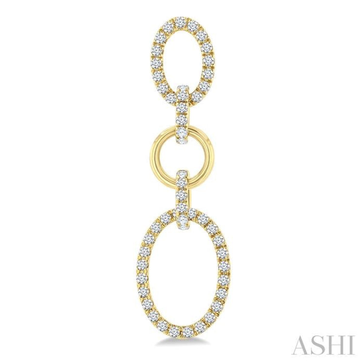 3/4 Ctw Open Window Oval Shape Link Round Cut Diamond Fashion Earrings in 14K Yellow Gold 3/4 Ctw Open Window Oval Shape Link Round Cut Diamond Fashion Earrings in 14K Yellow Gold