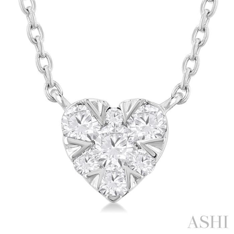 1/10 Ctw Lovebright Petite Heart Shape Round Cut Diamond Fashion Pendant With Chain in 10K White Gold 1/10 Ctw Lovebright Petite Heart Shape Round Cut Diamond Fashion Pendant With Chain in 10K White Gold