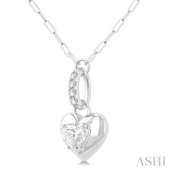 1/4 Ctw Dome Heart and Round Cut Diamond Fashion Pendant With Paper Clip Chain in 14K White Gold 1/4 Ctw Dome Heart and Round Cut Diamond Fashion Pendant With Paper Clip Chain in 14K White Gold