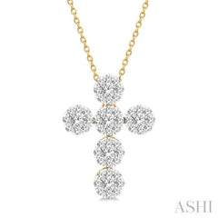 1 Ctw Lovebright Cross Round Cut Diamond Fashion Pendant With Chain in 14K Yellow and White Gold 1 Ctw Lovebright Cross Round Cut Diamond Fashion Pendant With Chain in 14K Yellow and White Gold
