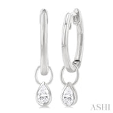 1/3 Ctw Bezel Set Pear Cut Diamond Huggie Earrings in 14K White Gold