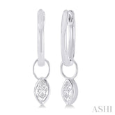 1/3 ctw Bezel Set Marquise Cut Diamond Huggie Earrings in 10K White Gold