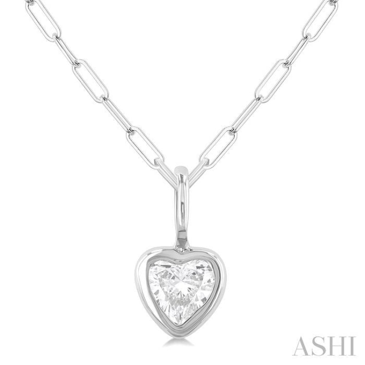 1/5 Ctw Heart Shape Bezel Set Diamond Fashion Pendant With Paperclip Chain in 10K White Gold 1/5 Ctw Heart Shape Bezel Set Diamond Fashion Pendant With Paperclip Chain in 10K White Gold