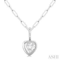 1/5 Ctw Heart Shape Bezel Set Diamond Fashion Pendant With Paperclip Chain in 10K White Gold 1/5 Ctw Heart Shape Bezel Set Diamond Fashion Pendant With Paperclip Chain in 10K White Gold