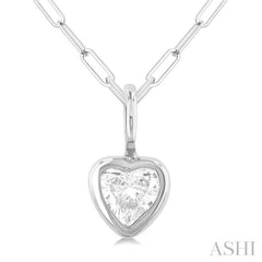 1/5 Ctw Heart Shape Bezel Set Diamond Fashion Pendant With Paperclip Chain in 10K White Gold 1/5 Ctw Heart Shape Bezel Set Diamond Fashion Pendant With Paperclip Chain in 10K White Gold