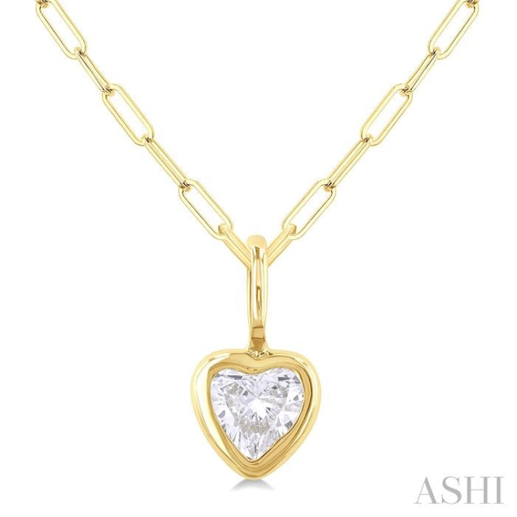1/5 Ctw Heart Shape Bezel Set Diamond Fashion Pendant With Paperclip Chain in 10K Yellow Gold 1/5 Ctw Heart Shape Bezel Set Diamond Fashion Pendant With Paperclip Chain in 10K Yellow Gold