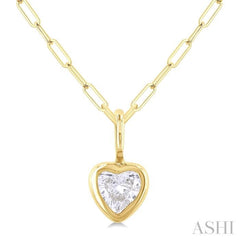 1/5 Ctw Heart Shape Bezel Set Diamond Fashion Pendant With Paperclip Chain in 10K Yellow Gold 1/5 Ctw Heart Shape Bezel Set Diamond Fashion Pendant With Paperclip Chain in 10K Yellow Gold