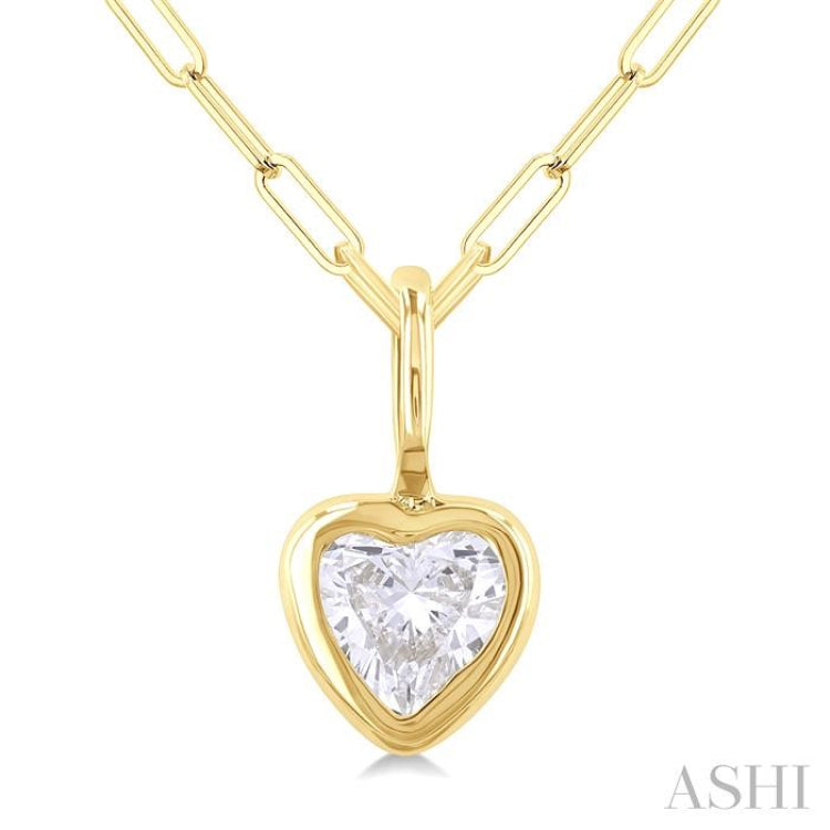 1/5 Ctw Heart Shape Bezel Set Diamond Fashion Pendant With Paperclip Chain in 10K Yellow Gold 1/5 Ctw Heart Shape Bezel Set Diamond Fashion Pendant With Paperclip Chain in 10K Yellow Gold