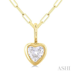 1/5 Ctw Heart Shape Bezel Set Diamond Fashion Pendant With Paperclip Chain in 10K Yellow Gold 1/5 Ctw Heart Shape Bezel Set Diamond Fashion Pendant With Paperclip Chain in 10K Yellow Gold