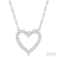 1/10 Ctw Heart Shape Round Cut Diamond Pendant With Chain in 14K White Gold 1/10 Ctw Heart Shape Round Cut Diamond Pendant With Chain in 14K White Gold