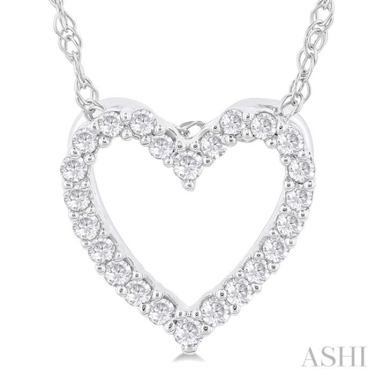 1/10 Ctw Heart Shape Round Cut Diamond Pendant With Chain in 10K White Gold 1/10 Ctw Heart Shape Round Cut Diamond Pendant With Chain in 10K White Gold