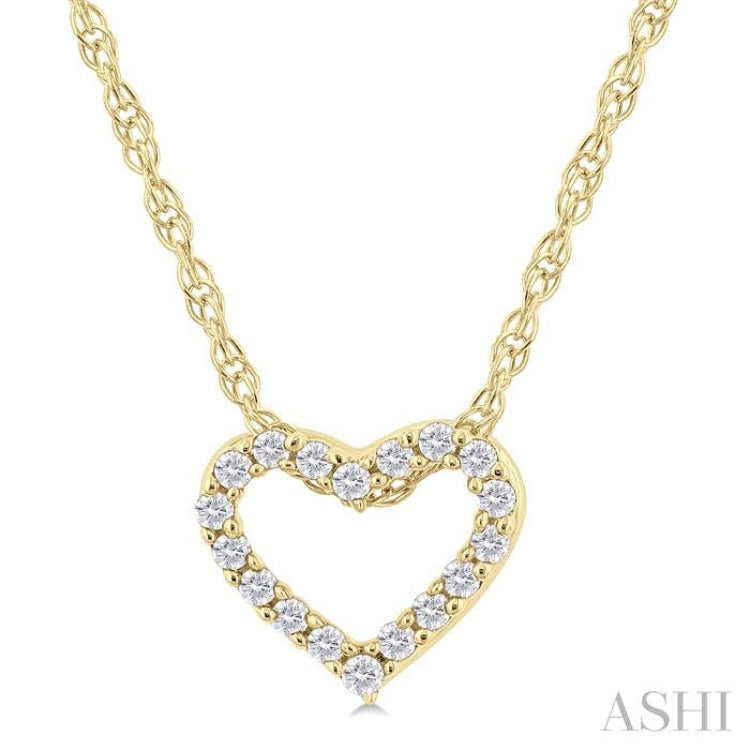 1/20 Ctw Heart Shape Round Cut Diamond Pendant With Chain in 14K Yellow Gold 1/20 Ctw Heart Shape Round Cut Diamond Pendant With Chain in 14K Yellow Gold
