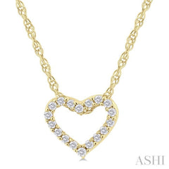 1/20 Ctw Heart Shape Round Cut Diamond Pendant With Chain in 14K Yellow Gold 1/20 Ctw Heart Shape Round Cut Diamond Pendant With Chain in 14K Yellow Gold