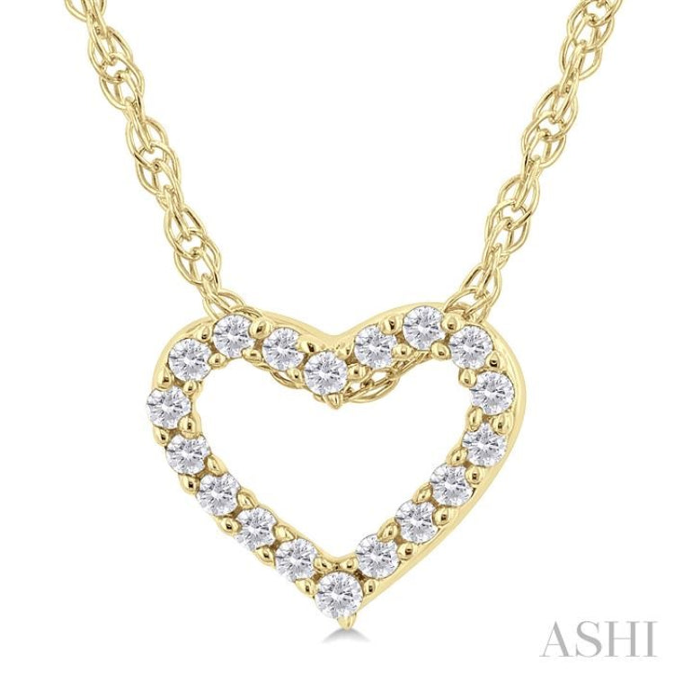 1/20 Ctw Heart Shape Round Cut Diamond Pendant With Chain in 14K Yellow Gold 1/20 Ctw Heart Shape Round Cut Diamond Pendant With Chain in 14K Yellow Gold