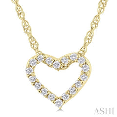 1/20 Ctw Heart Shape Round Cut Diamond Pendant With Chain in 14K Yellow Gold 1/20 Ctw Heart Shape Round Cut Diamond Pendant With Chain in 14K Yellow Gold