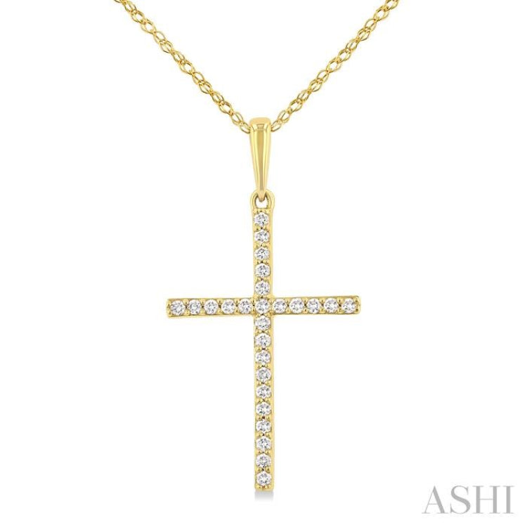 1/10 Ctw Round Cut Diamond Petite Cross Fashion Pendant With Chain in 10K Yellow Gold 1/10 Ctw Round Cut Diamond Petite Cross Fashion Pendant With Chain in 10K Yellow Gold