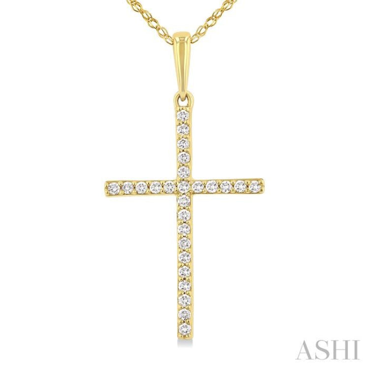 1/10 Ctw Round Cut Diamond Petite Cross Fashion Pendant With Chain in 10K Yellow Gold 1/10 Ctw Round Cut Diamond Petite Cross Fashion Pendant With Chain in 10K Yellow Gold