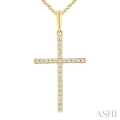 1/10 Ctw Round Cut Diamond Petite Cross Fashion Pendant With Chain in 10K Yellow Gold 1/10 Ctw Round Cut Diamond Petite Cross Fashion Pendant With Chain in 10K Yellow Gold