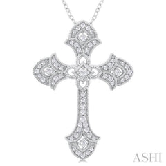 1/4 Ctw Cross Round Cut Diamond Fashion Pendant With Chain in 14K White Gold 1/4 Ctw Cross Round Cut Diamond Fashion Pendant With Chain in 14K White Gold