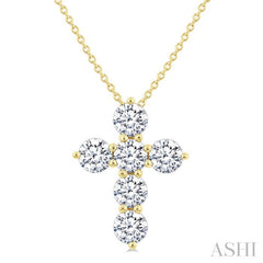 1 1/2 Ctw Round Cut Diamond Christian Cross 6-Stone Fashion Pendant With Chain in 14K Yellow Gold 1 1/2 Ctw Round Cut Diamond Christian Cross 6-Stone Fashion Pendant With Chain in 14K Yellow Gold