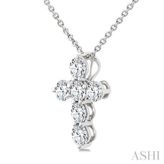 1/2 Ctw Round Cut Diamond Christian Cross 6-Stone Fashion Pendant With Chain in 14K White Gold 1/2 Ctw Round Cut Diamond Christian Cross 6-Stone Fashion Pendant With Chain in 14K White Gold