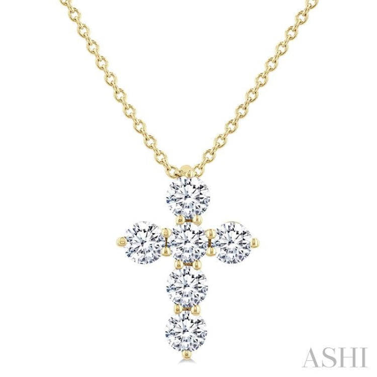 1/2 Ctw Round Cut Diamond Christian Cross 6-Stone Fashion Pendant With Chain in 14K Yellow Gold 1/2 Ctw Round Cut Diamond Christian Cross 6-Stone Fashion Pendant With Chain in 14K Yellow Gold