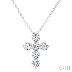 1/2 Ctw Round Cut Diamond Christian Cross 6-Stone Fashion Pendant With Chain in 14K White Gold 1/2 Ctw Round Cut Diamond Christian Cross 6-Stone Fashion Pendant With Chain in 14K White Gold
