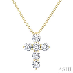 1/2 Ctw Round Cut Diamond Christian Cross 6-Stone Fashion Pendant With Chain in 14K Yellow Gold 1/2 Ctw Round Cut Diamond Christian Cross 6-Stone Fashion Pendant With Chain in 14K Yellow Gold