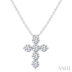 1/3 Ctw Round Cut Diamond Christian Cross 6-Stone Fashion Pendant With Chain in 14K White Gold 1/3 Ctw Round Cut Diamond Christian Cross 6-Stone Fashion Pendant With Chain in 14K White Gold