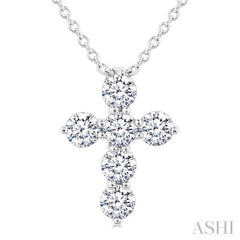 1/3 Ctw Round Cut Diamond Christian Cross 6-Stone Fashion Pendant With Chain in 14K White Gold 1/3 Ctw Round Cut Diamond Christian Cross 6-Stone Fashion Pendant With Chain in 14K White Gold