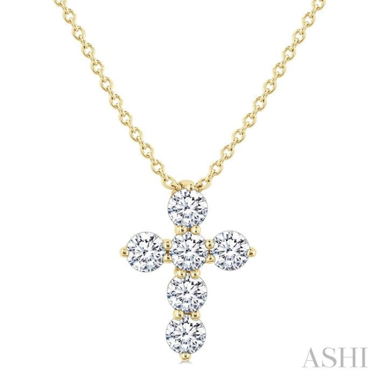 1/3 Ctw Round Cut Diamond Christian Cross 6-Stone Fashion Pendant With Chain in 14K Yellow Gold 1/3 Ctw Round Cut Diamond Christian Cross 6-Stone Fashion Pendant With Chain in 14K Yellow Gold