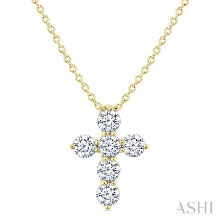 1/3 Ctw Round Cut Diamond Christian Cross 6-Stone Fashion Pendant With Chain in 14K Yellow Gold 1/3 Ctw Round Cut Diamond Christian Cross 6-Stone Fashion Pendant With Chain in 14K Yellow Gold