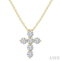 1/3 Ctw Round Cut Diamond Christian Cross 6-Stone Fashion Pendant With Chain in 14K Yellow Gold 1/3 Ctw Round Cut Diamond Christian Cross 6-Stone Fashion Pendant With Chain in 14K Yellow Gold