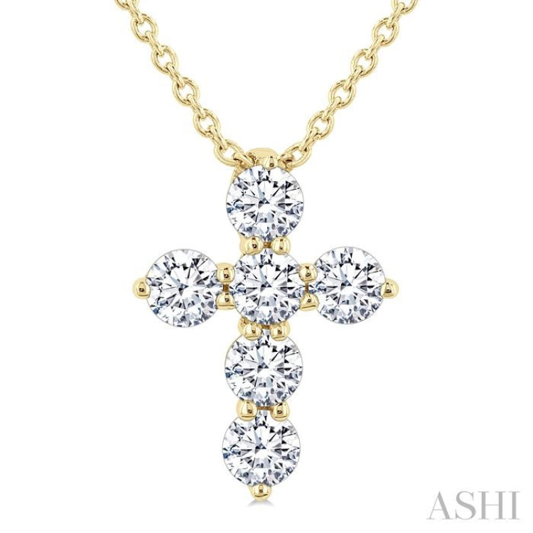 1/3 Ctw Round Cut Diamond Christian Cross 6-Stone Fashion Pendant With Chain in 14K Yellow Gold 1/3 Ctw Round Cut Diamond Christian Cross 6-Stone Fashion Pendant With Chain in 14K Yellow Gold