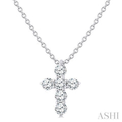 1/4 Ctw Round Cut Diamond Christian Cross 6-Stone Fashion Pendant With Chain in 14K White Gold 1/4 Ctw Round Cut Diamond Christian Cross 6-Stone Fashion Pendant With Chain in 14K White Gold
